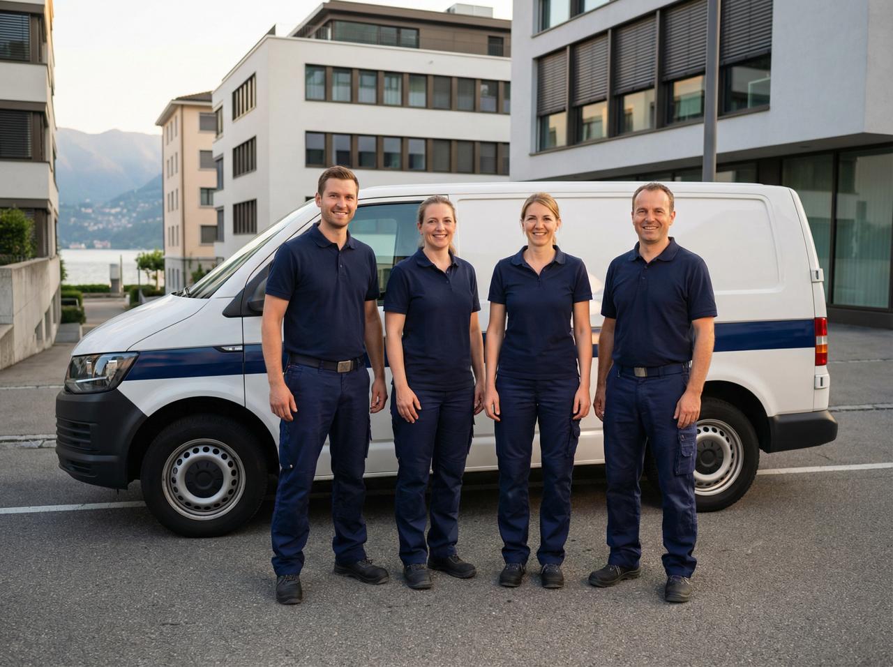 Team Blu Service Star al lavoro in un ufficio moderno a Lugano